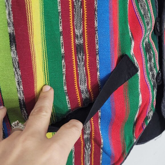 Tipicos Vintage Bohemian Multicolored Striped Button Front Vest Cotton Blend - Picture 3 of 9